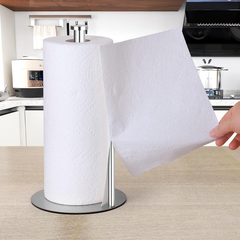 OBODING Paper Towel Holder Countertop, , Stainless Steel Kitchen Paper Towel Holder Stand for Kitchen Organization, Stainless Steel Paper Towel Holders for Standard and Large Rolls (Silver) - Image 3